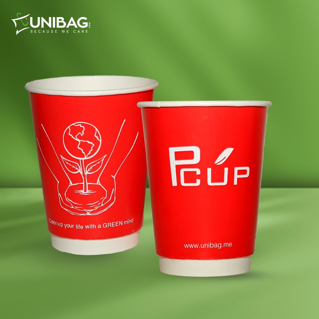 Red Double Layer Plain Paper Cups